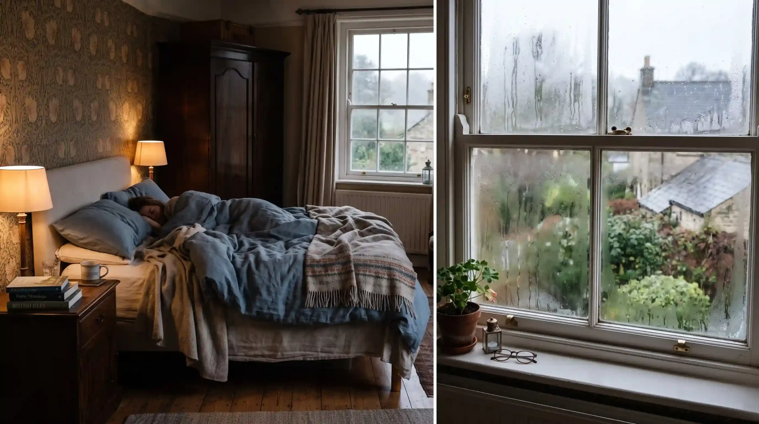 Person sleeping in a bedroom with condensation-covered windows caused by high humidity, an issue resolved by installing an MVHR system (Mechanical Ventilation with Heat Recovery)